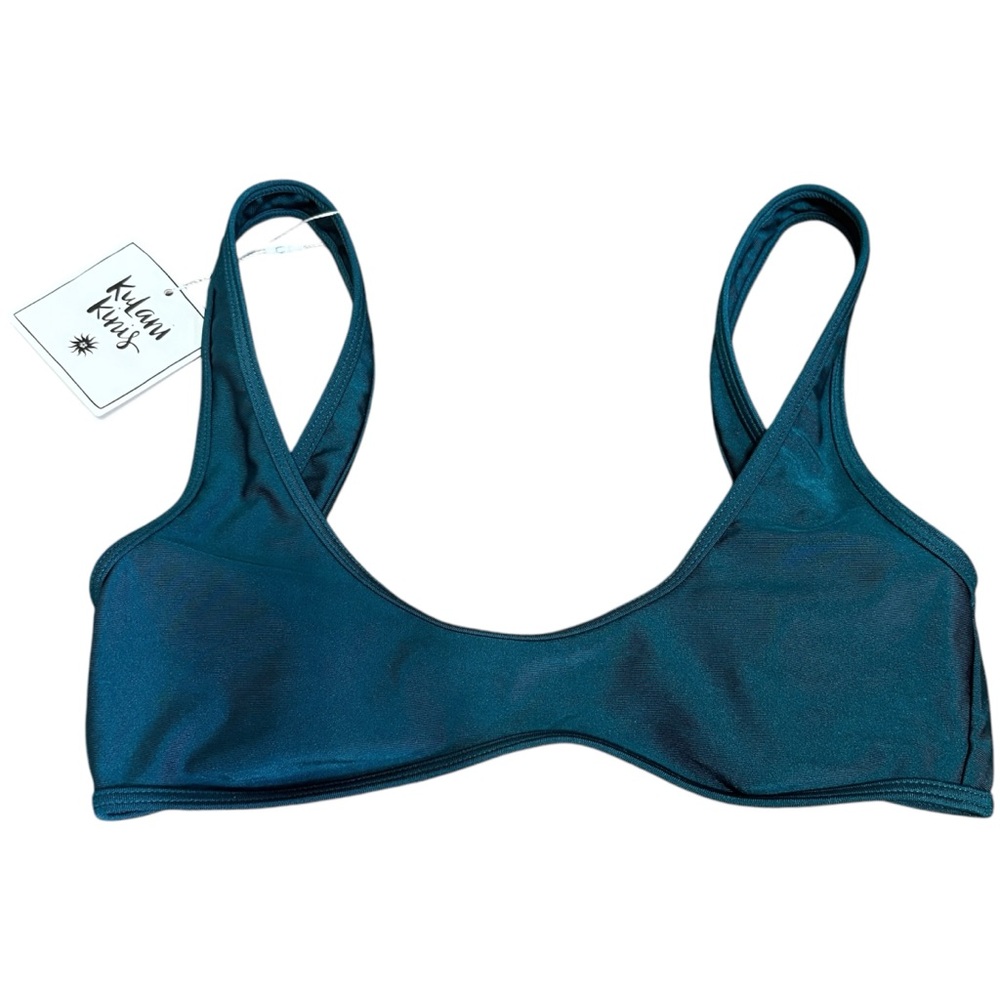Kulani Kinis Blue Bikini Top Scoop Neck Minimalist Design
